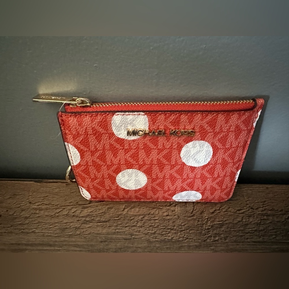 Michael Kors Jet Set travel Wallet with Zip Coin Pouch. Red Clay/White. NWT. - Picture 3 of 4